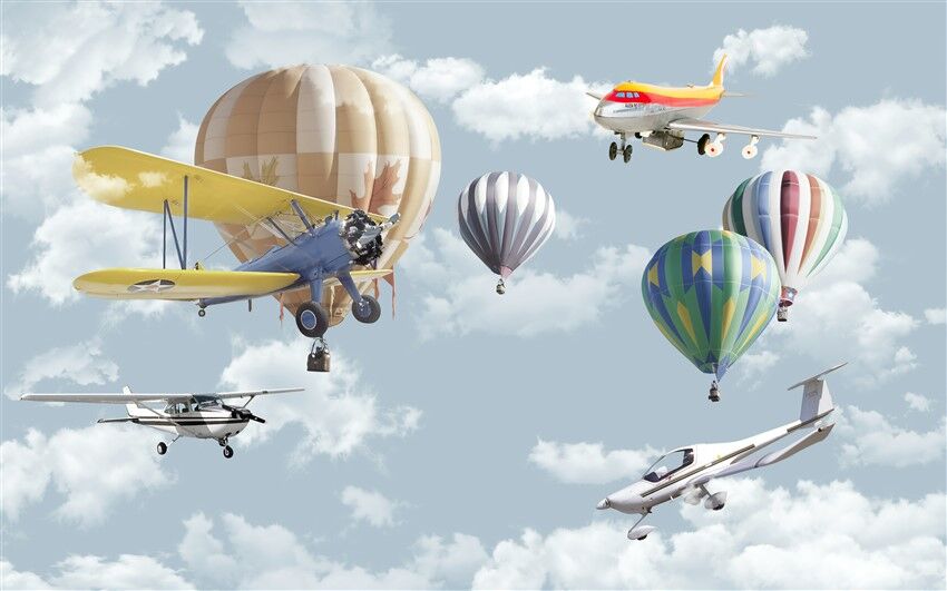 Gökyüzünde Uçuş - Sıcak Hava Balonu ve Uçak Posteri