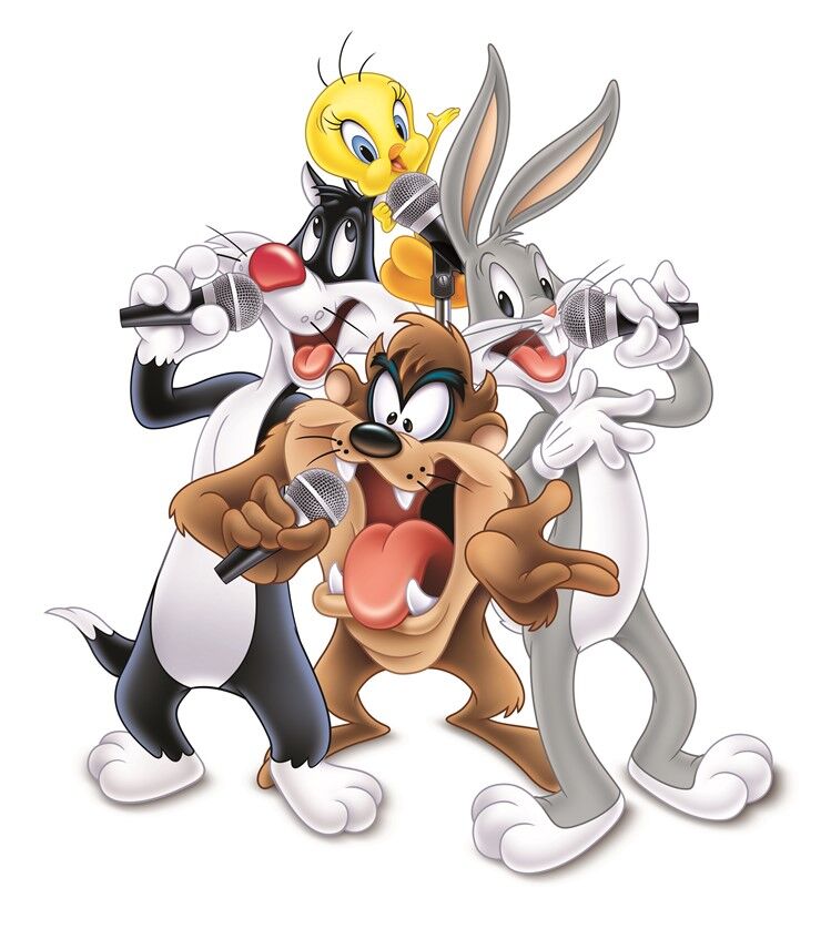 Looney Tunes Karakterleri Mikrofonda - Eğlenceli ve Canlı Poster