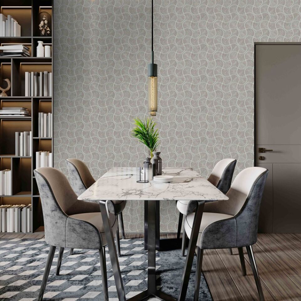 OMEGA 23201 Serisi - 4 Gri | Geometrik Desen Duvar Kağıdı