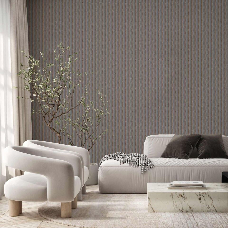 OMEGA 23206 Serisi - 5 Koyu Gri | Modern Geometrik Desen Duvar Kağıdı