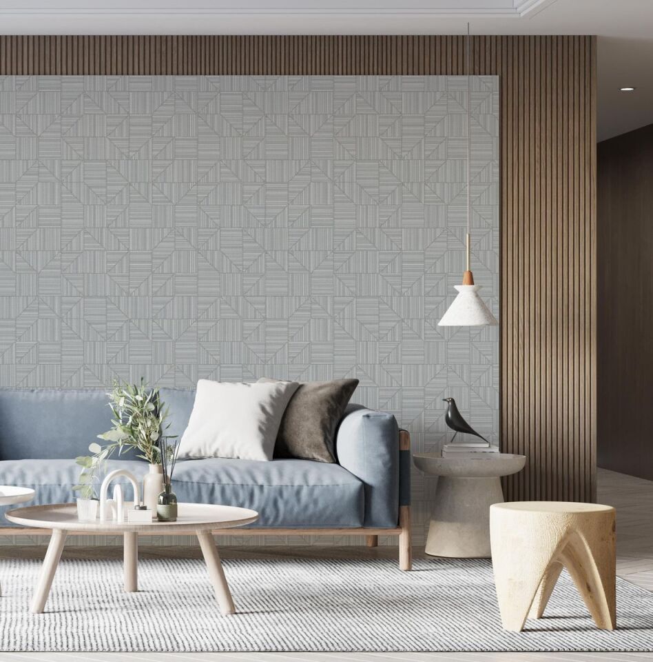 OMEGA 23209 Serisi - 5 Gri | Geometrik Modern Desen Duvar Kağıdı