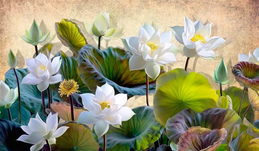 Beyaz Lotus Çiçekleri Posteri