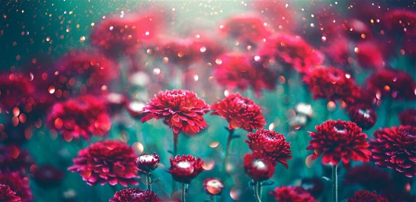 Kırmızı Çiçekler Bokeh Posteri