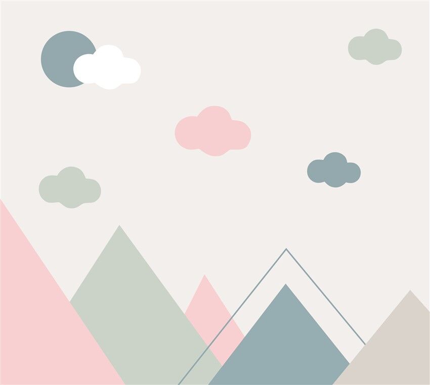 Pastel Renkli Dağ Manzarası - Minimalist ve Geometrik Doğa İllüstrasyonu Poster