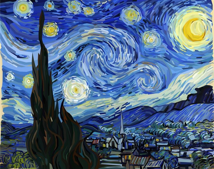 Yıldızlı Gece Van Gogh Sanat Tablosu Duvar Posteri