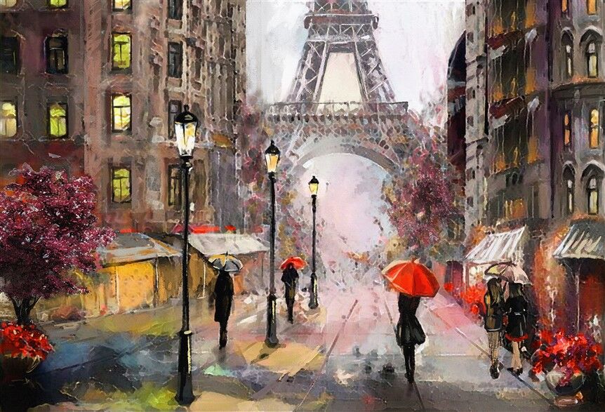 Paris'te Yağmurlu Günde Eyfel Kulesi Manzarası Duvar Posteri