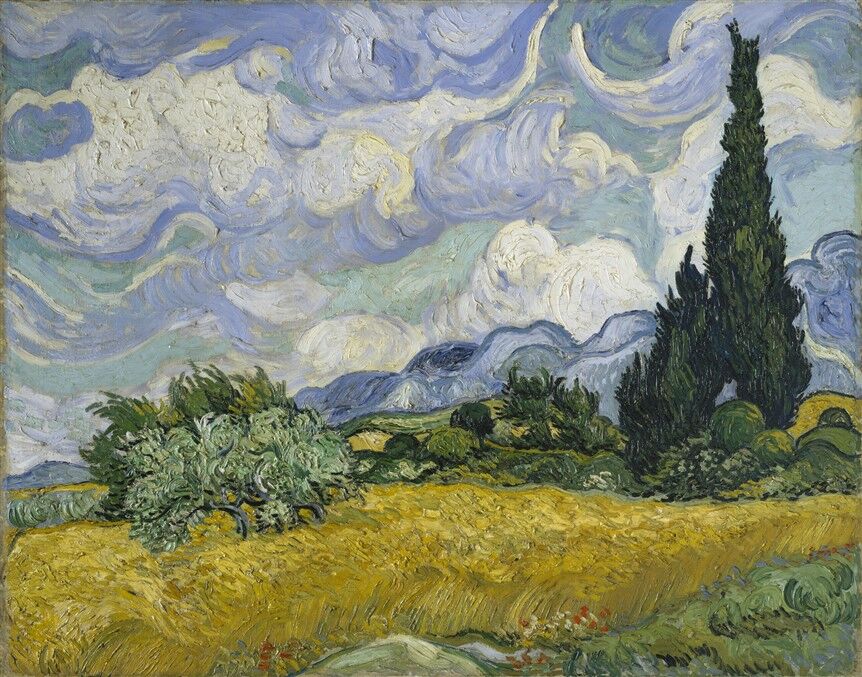 Vincent van Gogh Buğday Tarlası ve Selvi Ağaçları Duvar Posteri