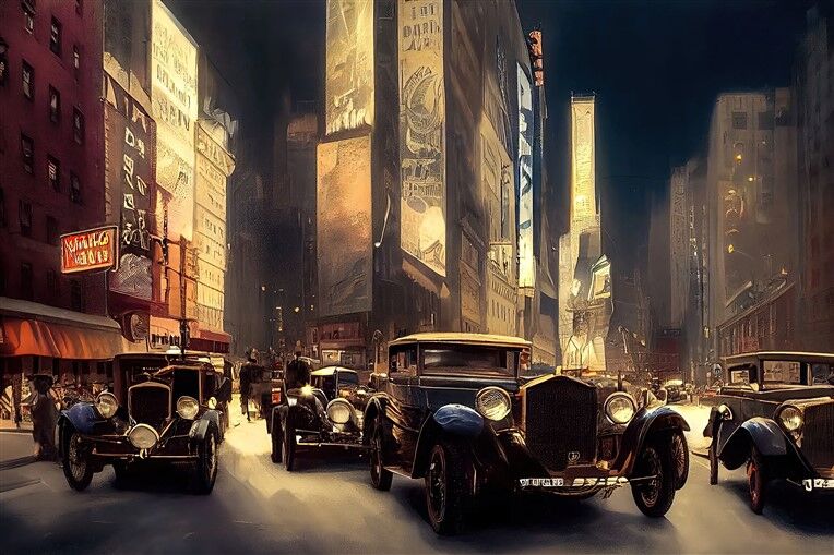 Vintage Araba Sokak Posteri