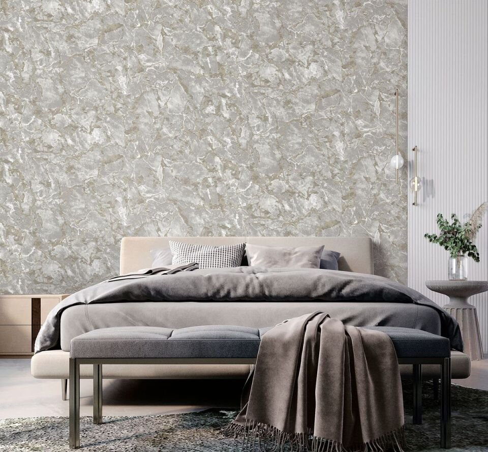 ROKA 23103 Serisi - 3 Gri | Modern Taş Desen Duvar Kağıdı