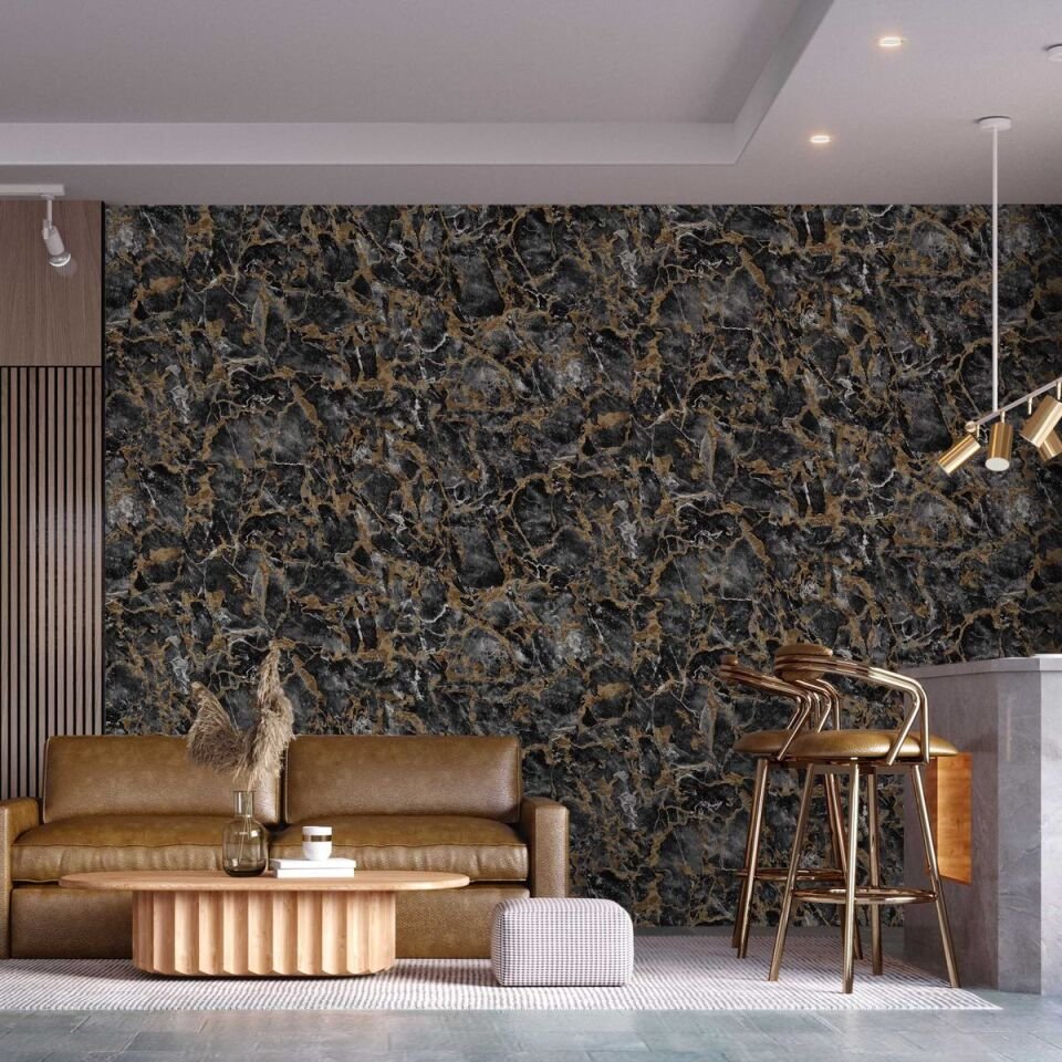 ROKA 23103 Serisi - 5 Siyah | Modern Taş Desen Duvar Kağıdı