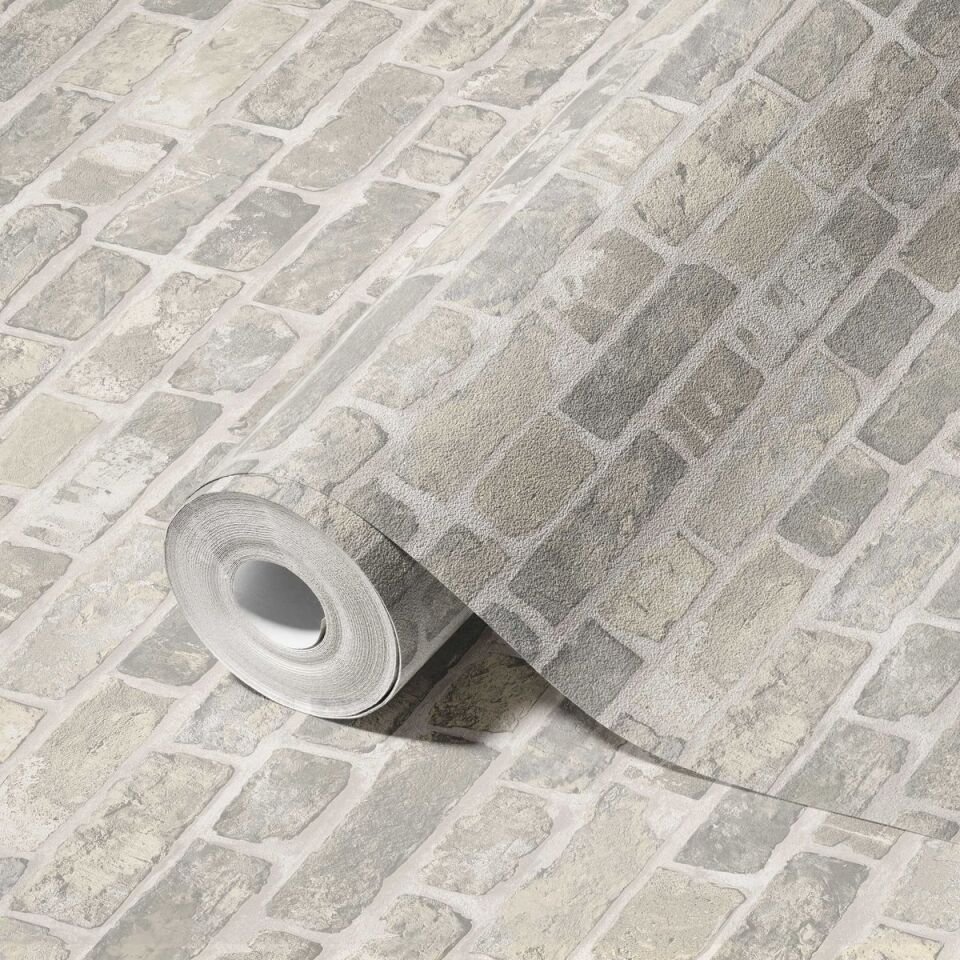 ROKA 23104 Serisi - 2 Gri | Modern Taş Desen Duvar Kağıdı