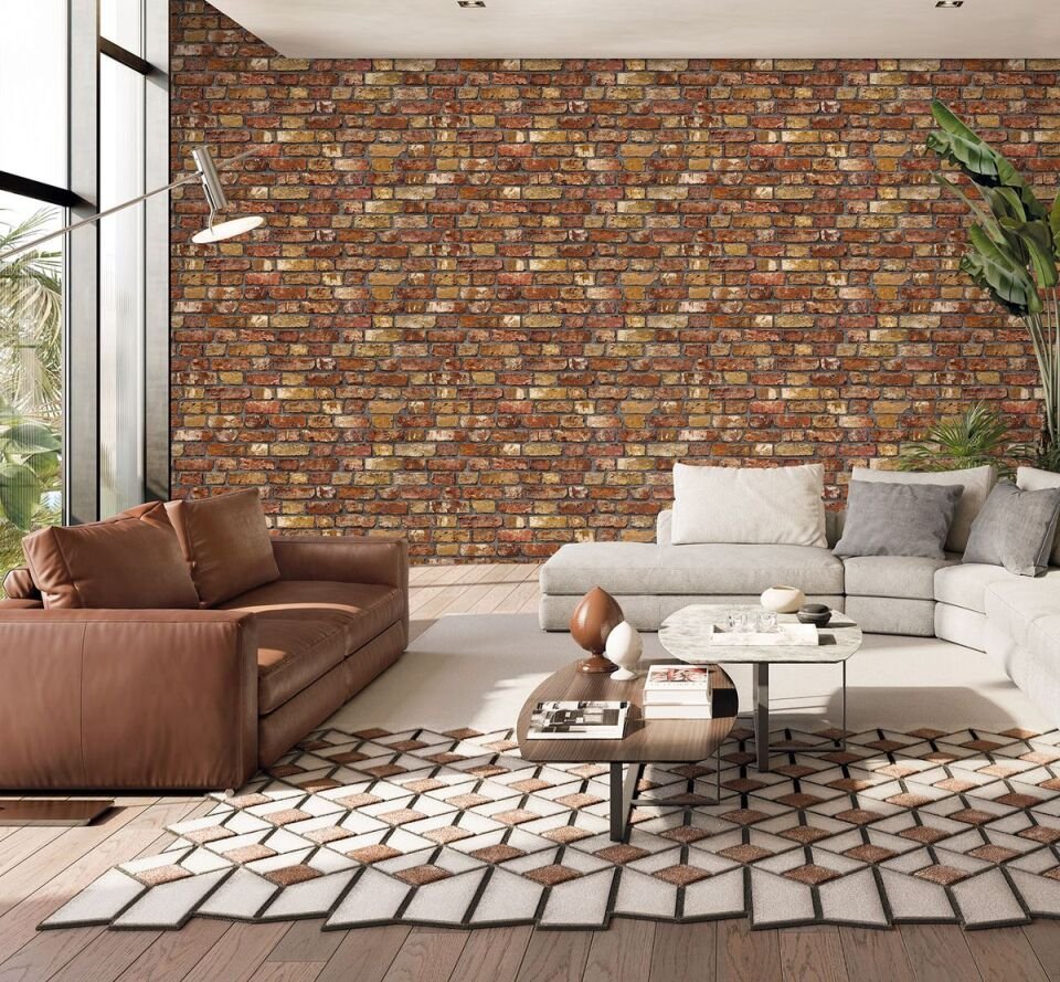 ROKA 23104 Serisi - 4 Kahverengi | Modern Taş Desen Duvar Kağıdı