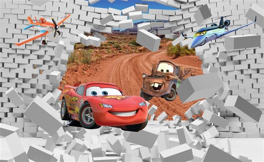 Cars ve Planes Karakterleri - Şimşek McQueen, Mater ve Dusty Crophopper Posteri