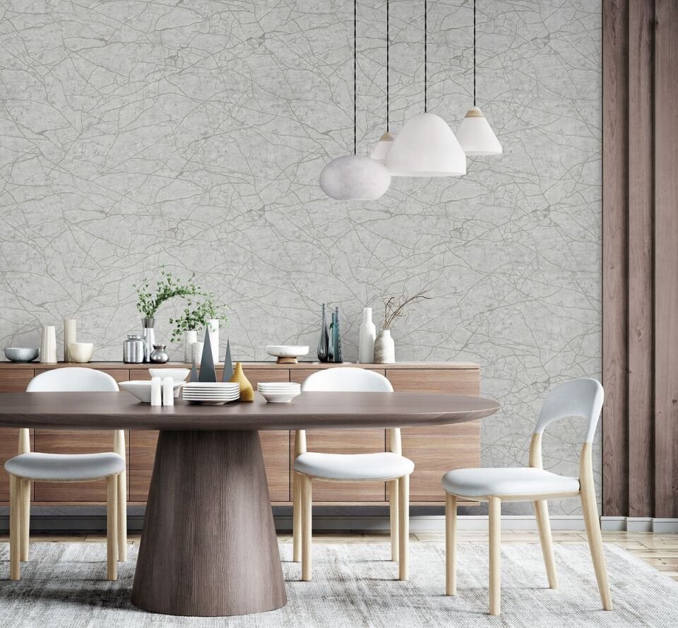 ROKA 23107 Serisi - 3 Gri | Modern Çizgisel Desen Duvar Kağıdı