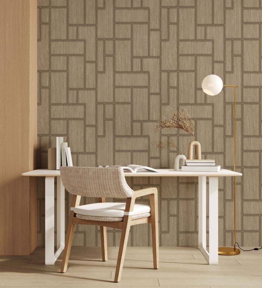 ROKA 23108 Serisi - 2 Krem | Geometrik Desen Duvar Kağıdı