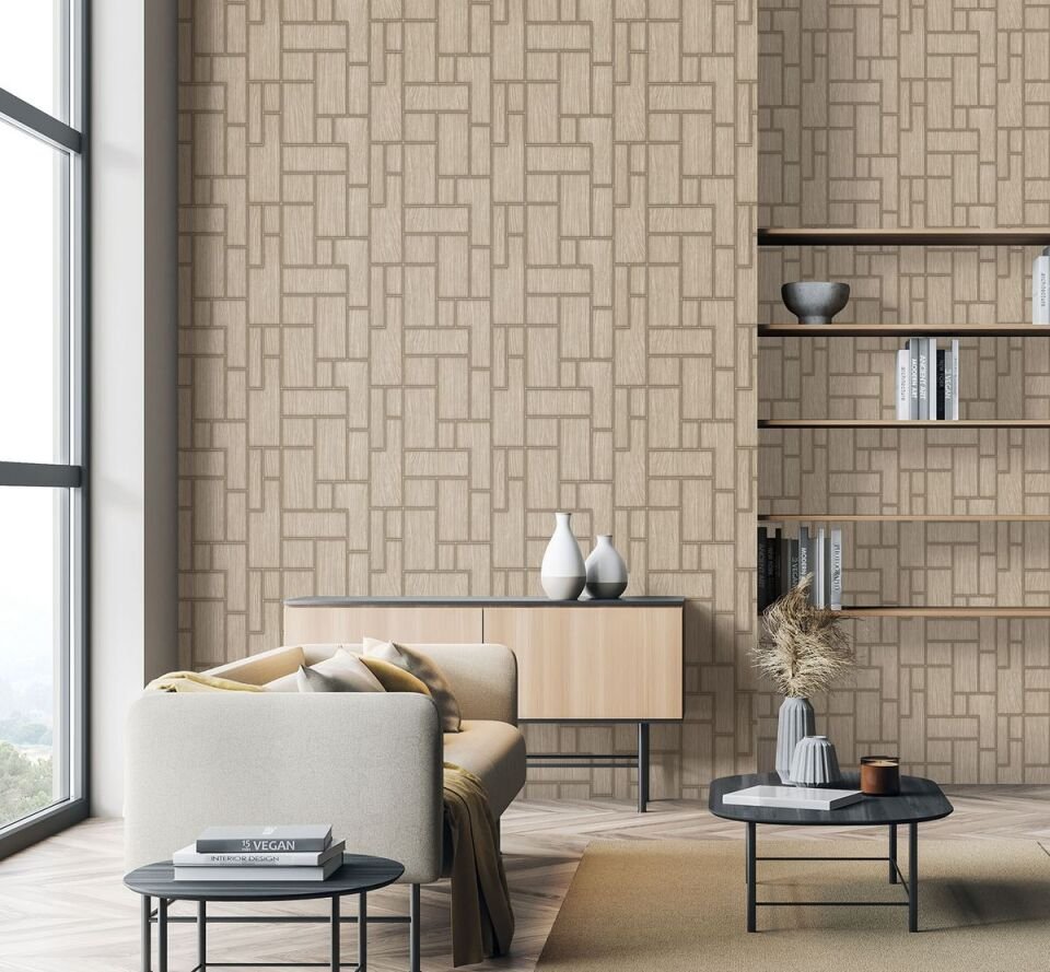 ROKA 23108 Serisi - 2 Krem | Geometrik Desen Duvar Kağıdı