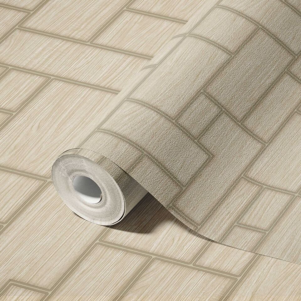 ROKA 23108 Serisi - 3 Krem | Geometrik Desen Duvar Kağıdı