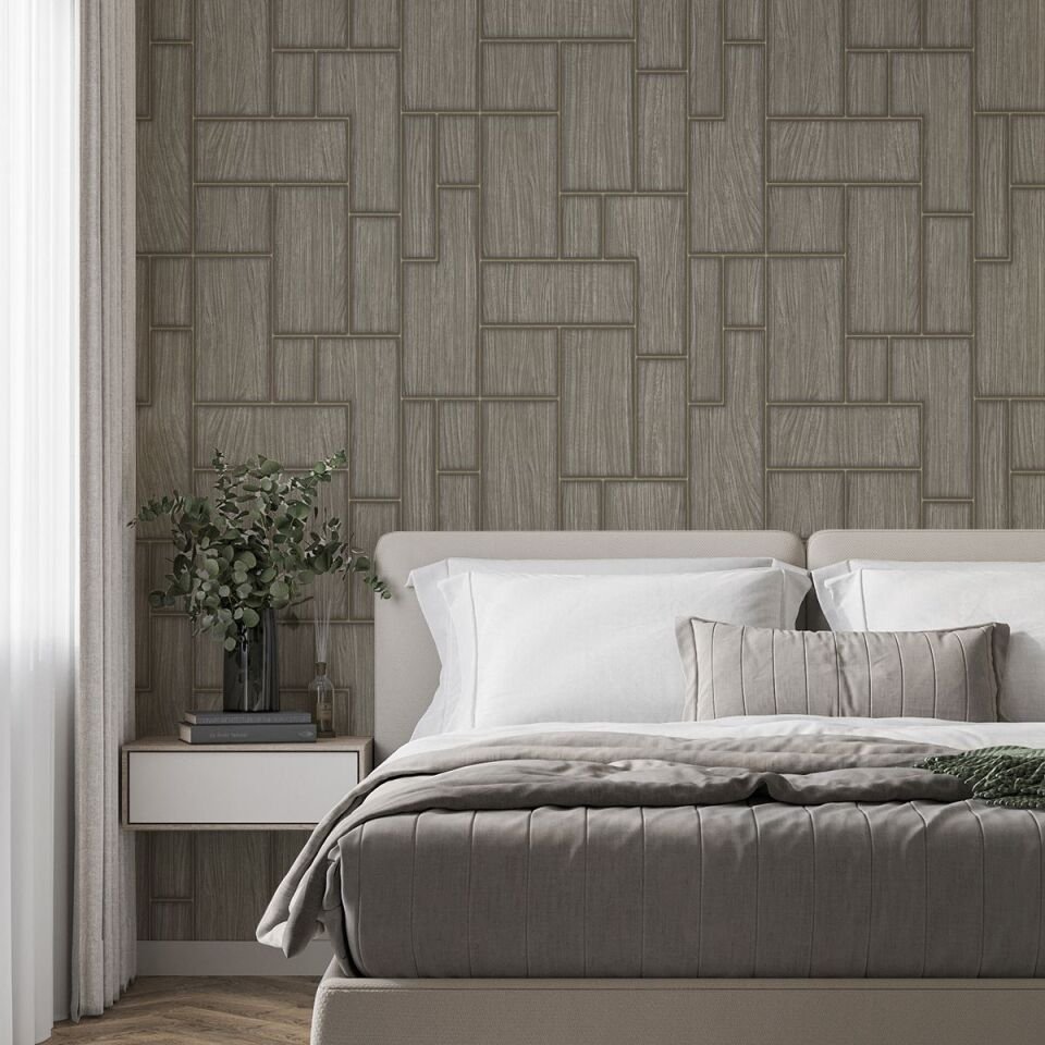 ROKA 23108 Serisi - 4 Koyu Gri | Geometrik Desen Duvar Kağıdı