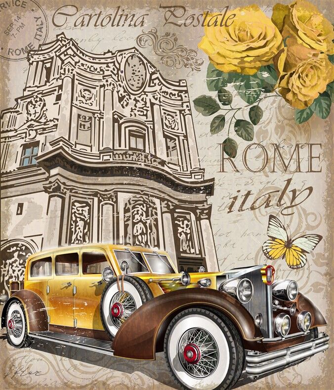 Vintage Roma Araba Posteri