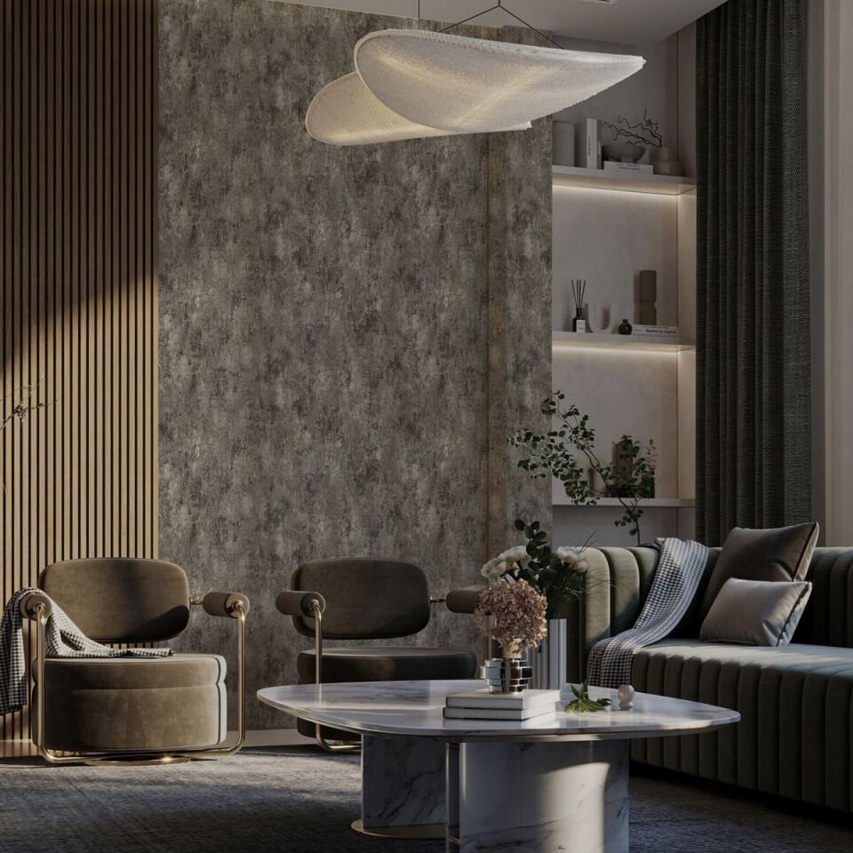 ROKA 23111 Serisi - 6 Gri Bakır Kahverengi | Modern Düz Desen Duvar Kağıdı