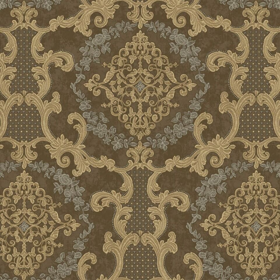 EPHES 6802 Serisi - 5 Kahverengi | Damask Desenli Duvar Kağıdı