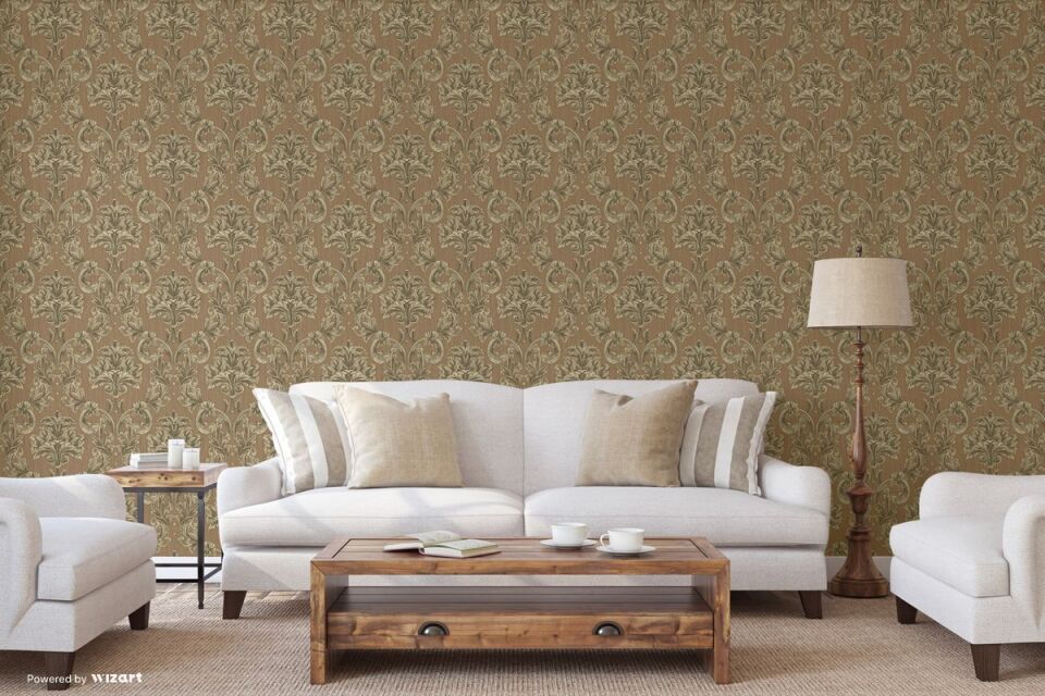 EPHES 6808 Serisi - 4 Kahverengi | Zengin Damask Desenli Duvar Kağıdı