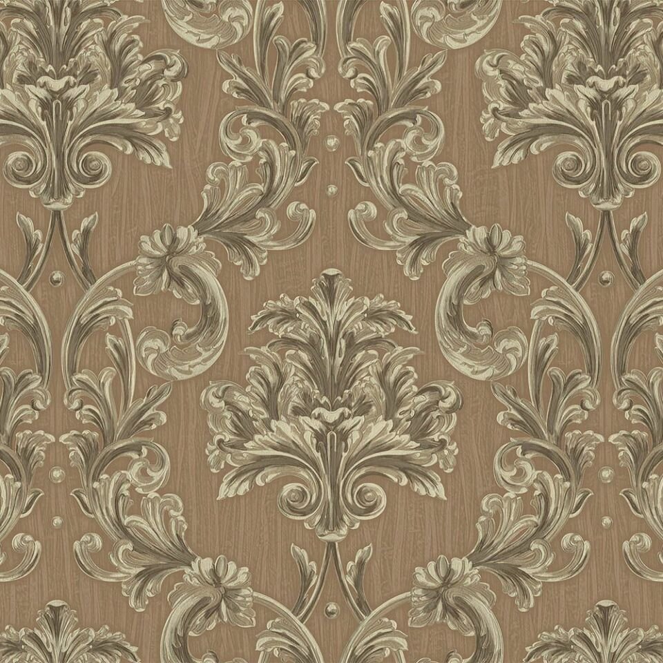 EPHES 6808 Serisi - 4 Kahverengi | Zengin Damask Desenli Duvar Kağıdı