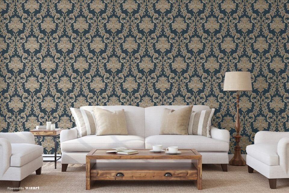 EPHES 6808 Serisi - 5 Mavi | Zengin Damask Desenli Duvar Kağıdı