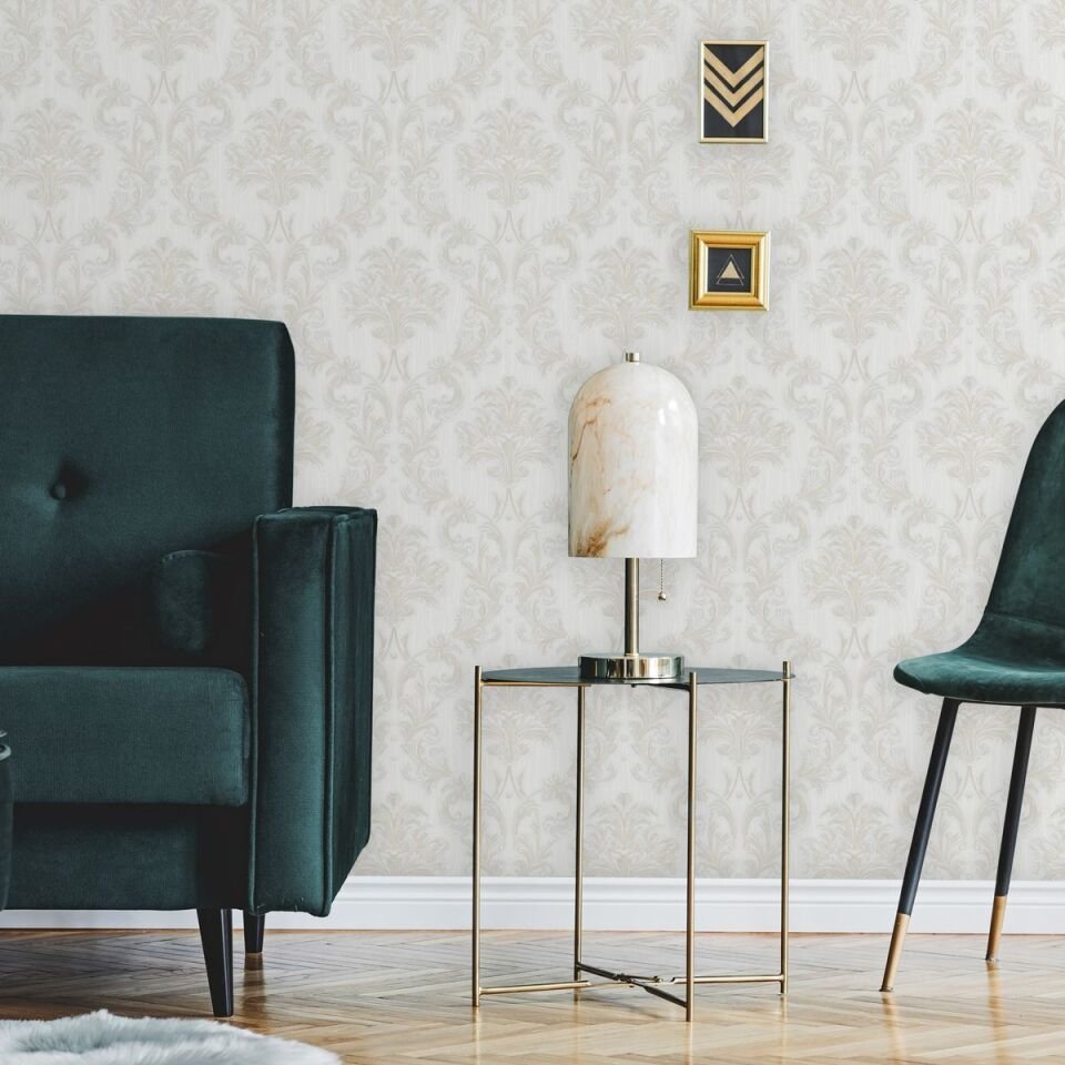 EPHES 6808 Serisi - 6 Beyaz | Zengin Damask Desenli Duvar Kağıdı