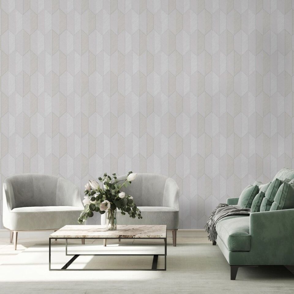 VERA 1501 Serisi - 2 Krem | Modern Geometrik Desen Duvar Kağıdı