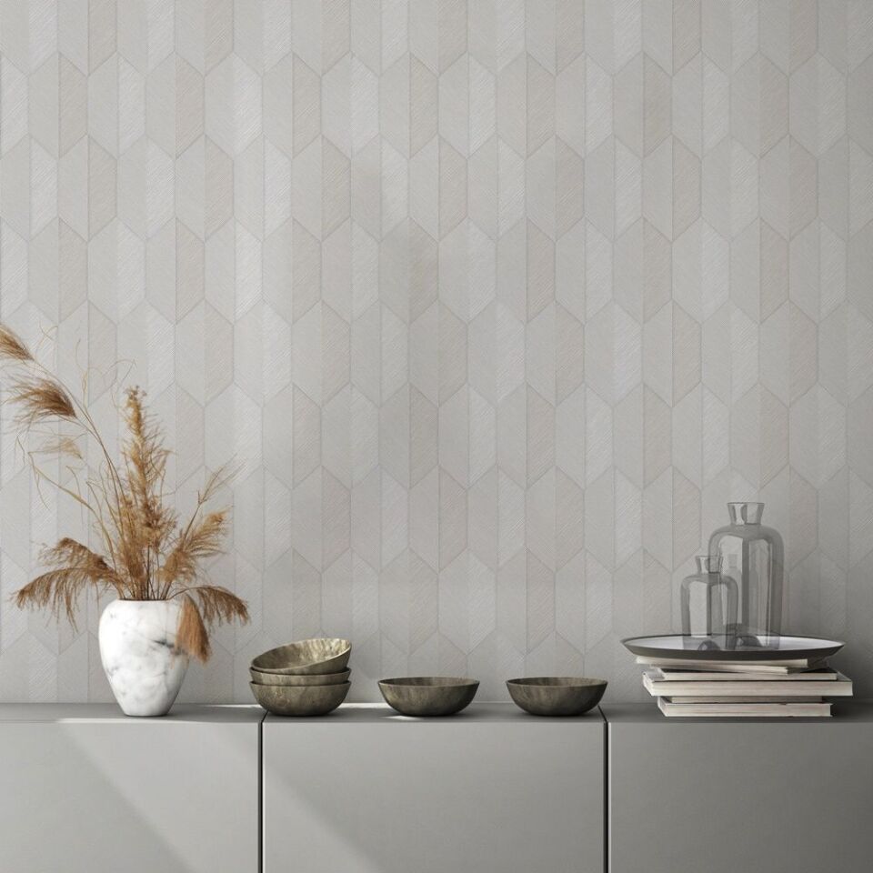 VERA 1501 Serisi - 2 Krem | Modern Geometrik Desen Duvar Kağıdı