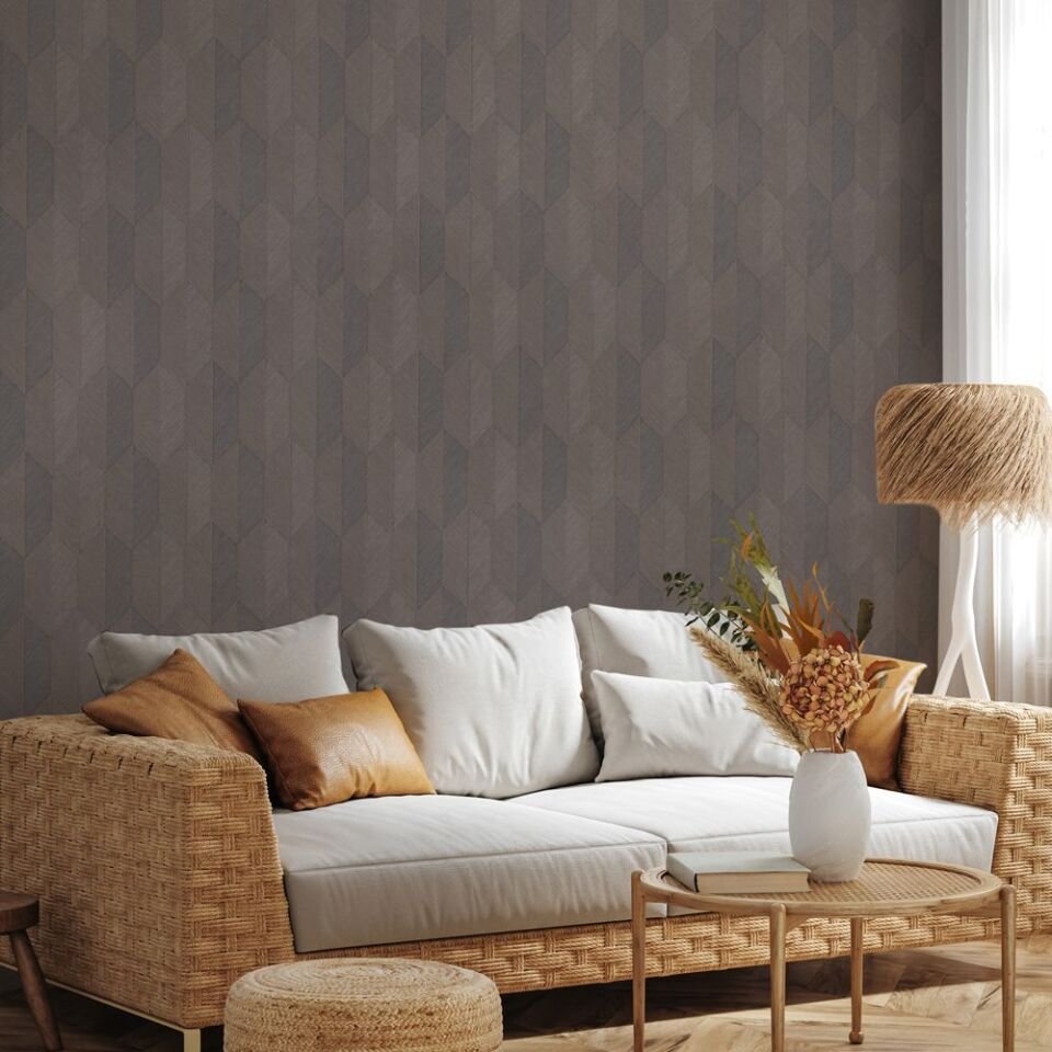 VERA 1501 Serisi - 5 Gri Kahverengi | Modern Geometrik Desen Duvar Kağıdı