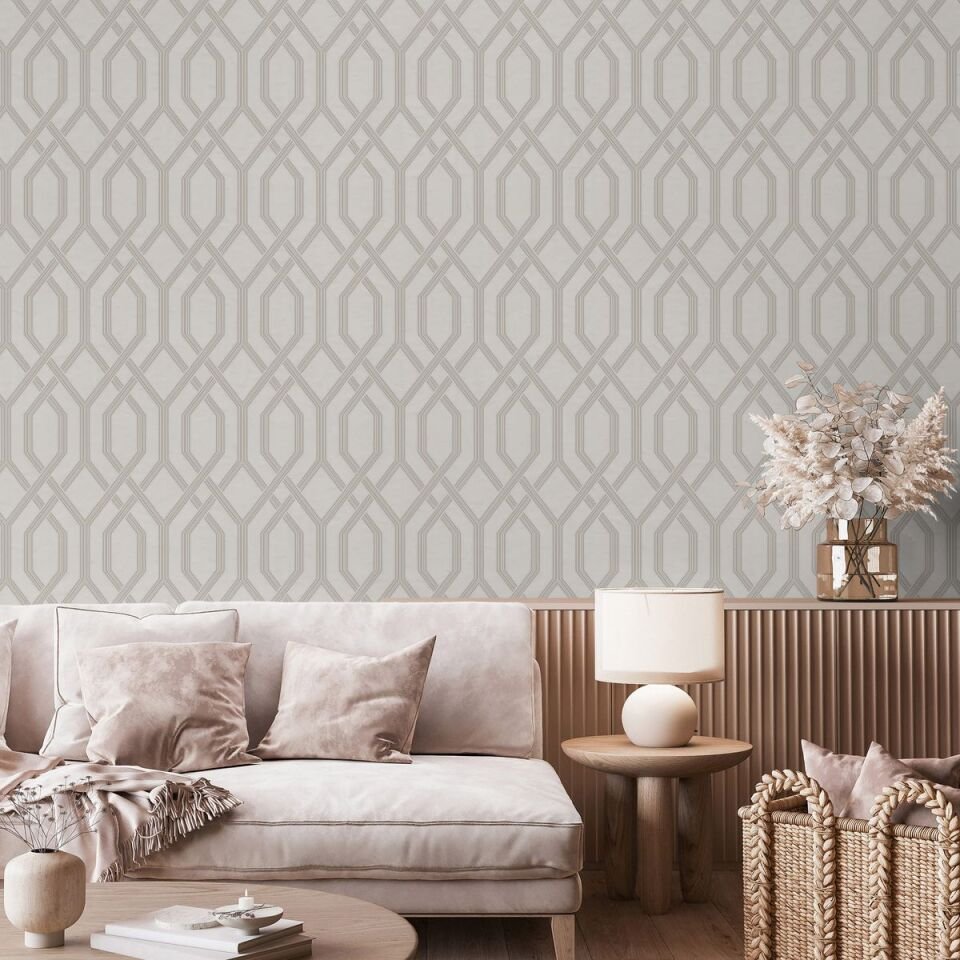VERA 1502 Serisi - 1 Krem | Modern Geometrik Desen Duvar Kağıdı