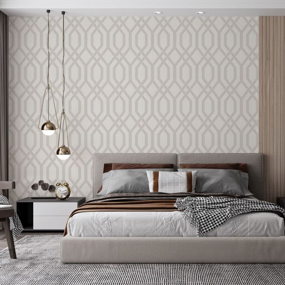 VERA 1502 Serisi - 1 Krem | Modern Geometrik Desen Duvar Kağıdı