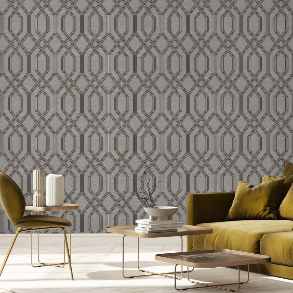VERA 1502 Serisi - 5 Gri | Modern Geometrik Desen Duvar Kağıdı