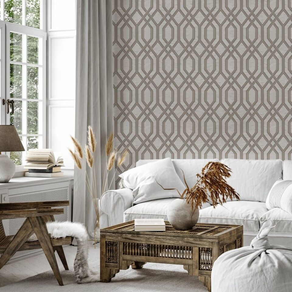 VERA 1502 Serisi - 5 Gri | Modern Geometrik Desen Duvar Kağıdı