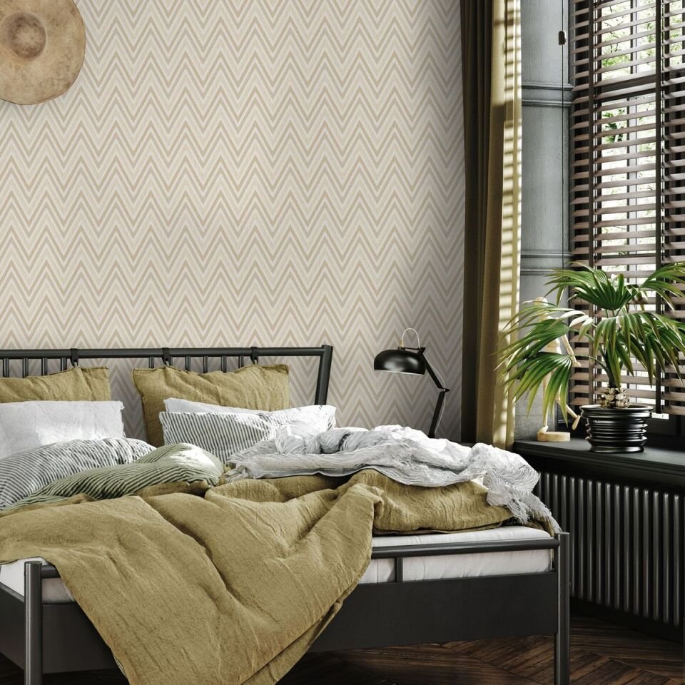 VERA 1509 Serisi - 2 Krem | Modern Geometrik Desen Duvar Kağıdı