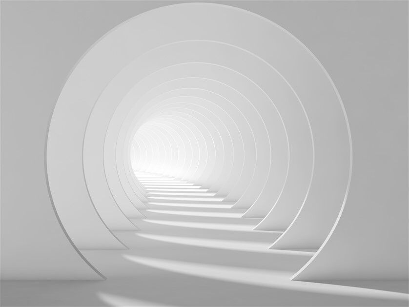 Minimalist Dairesel Kemerler Geometrik Perspektif Duvar Posteri