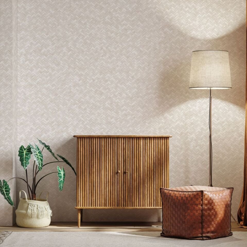 VERA 1511 Serisi - 2 Krem | Modern Geometrik Desen Duvar Kağıdı