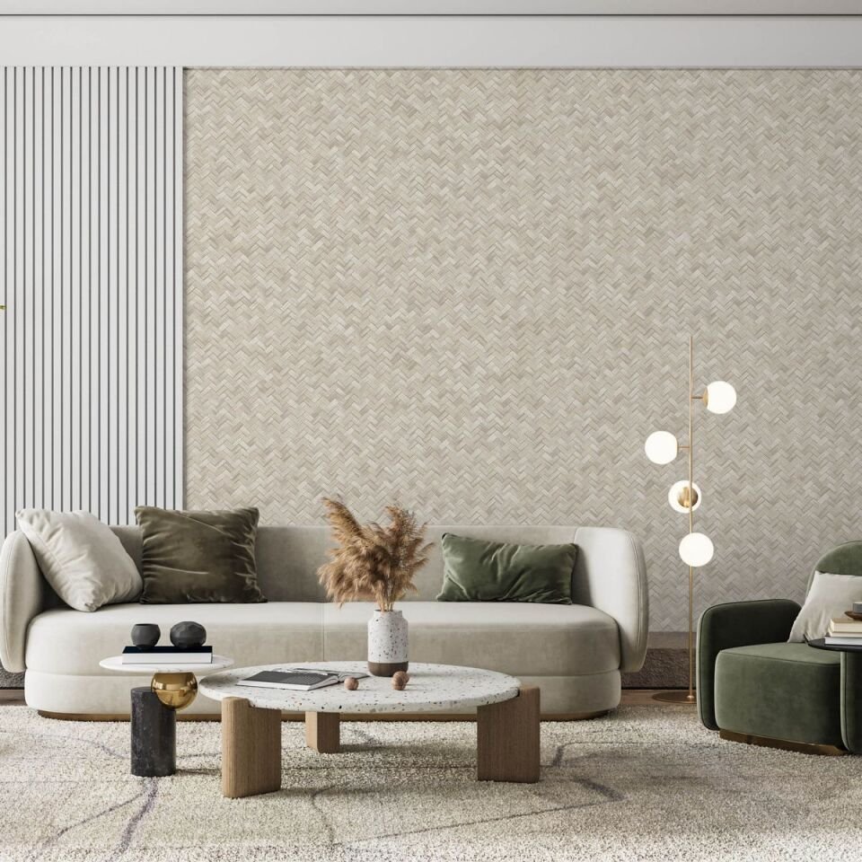 VERA 1511 Serisi - 3 Koyu Krem | Modern Geometrik Desen Duvar Kağıdı