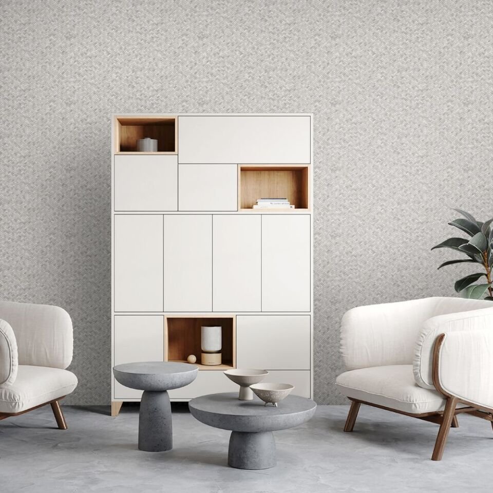 VERA 1511 Serisi - 4 Gri | Modern Geometrik Desen Duvar Kağıdı