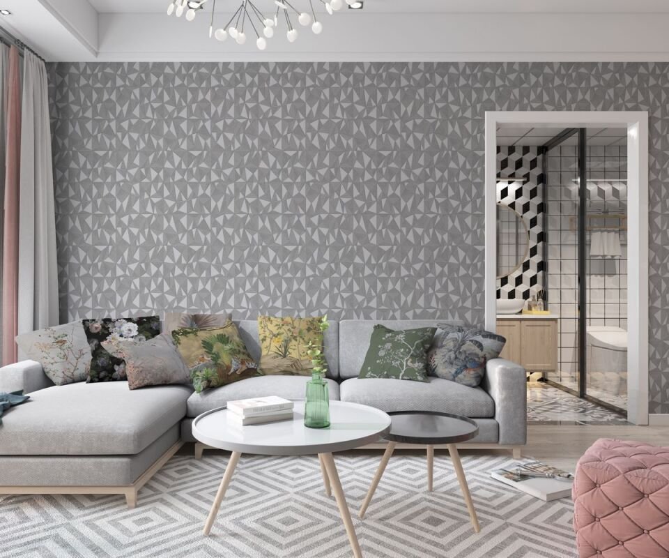 VERA 1512 Serisi - 3 Gri | Modern Geometrik Desen Duvar Kağıdı