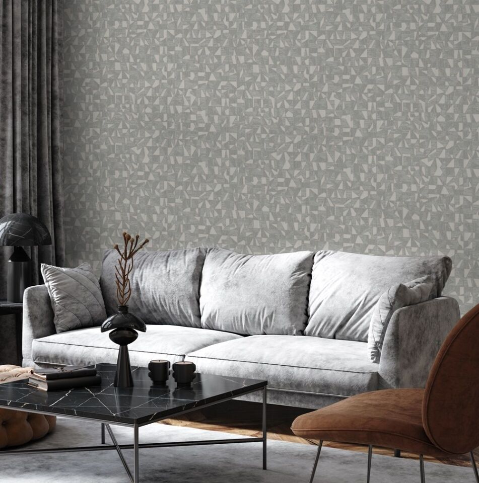 VERA 1512 Serisi - 3 Gri | Modern Geometrik Desen Duvar Kağıdı
