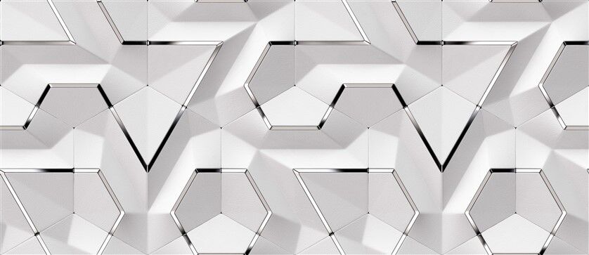 3D Beyaz Paneller Kırmızı Altın Geometrik Desenli Lüks Duvar Poster