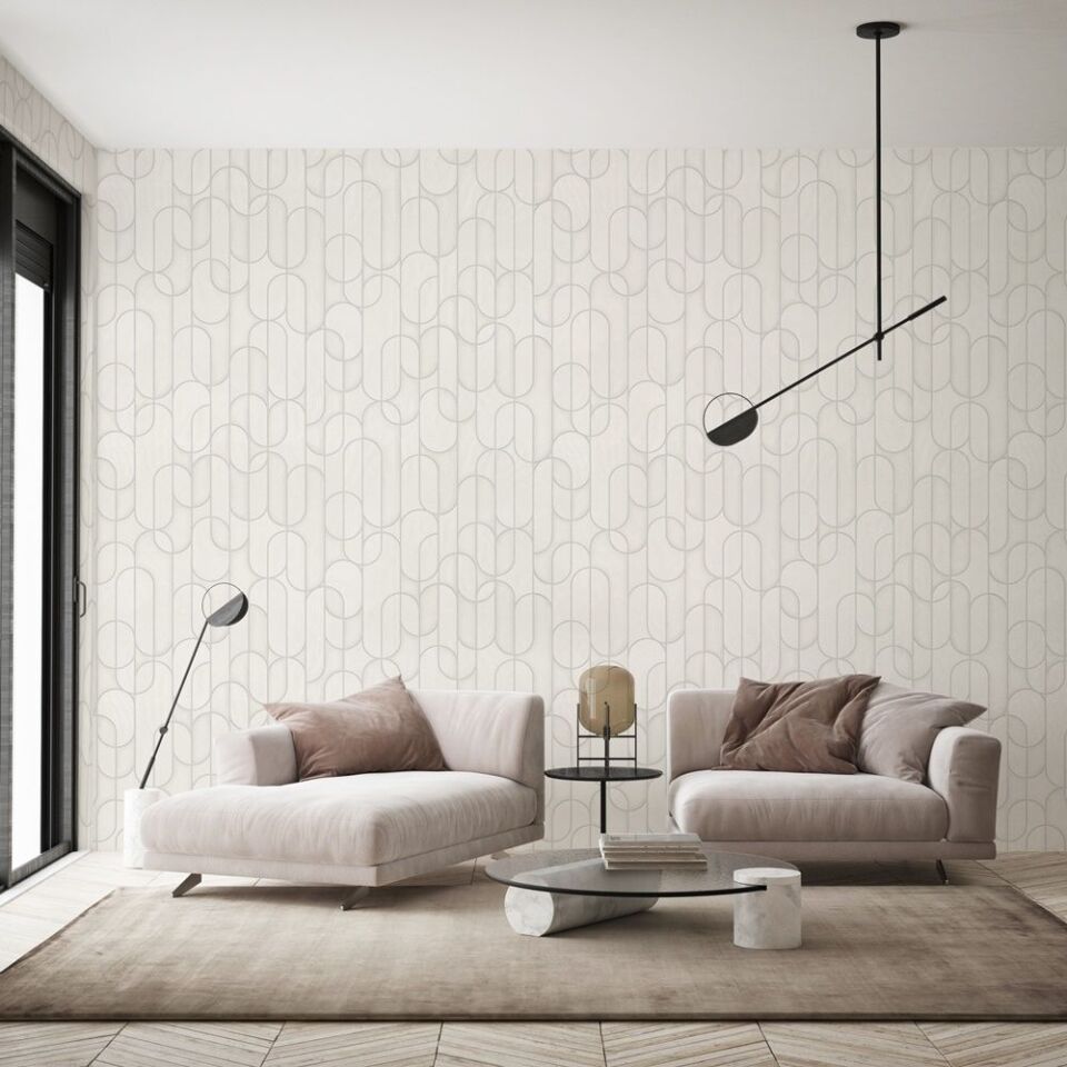 VERA 1514 Serisi - 1 Beyaz | Modern Geometrik Desen Duvar Kağıdı