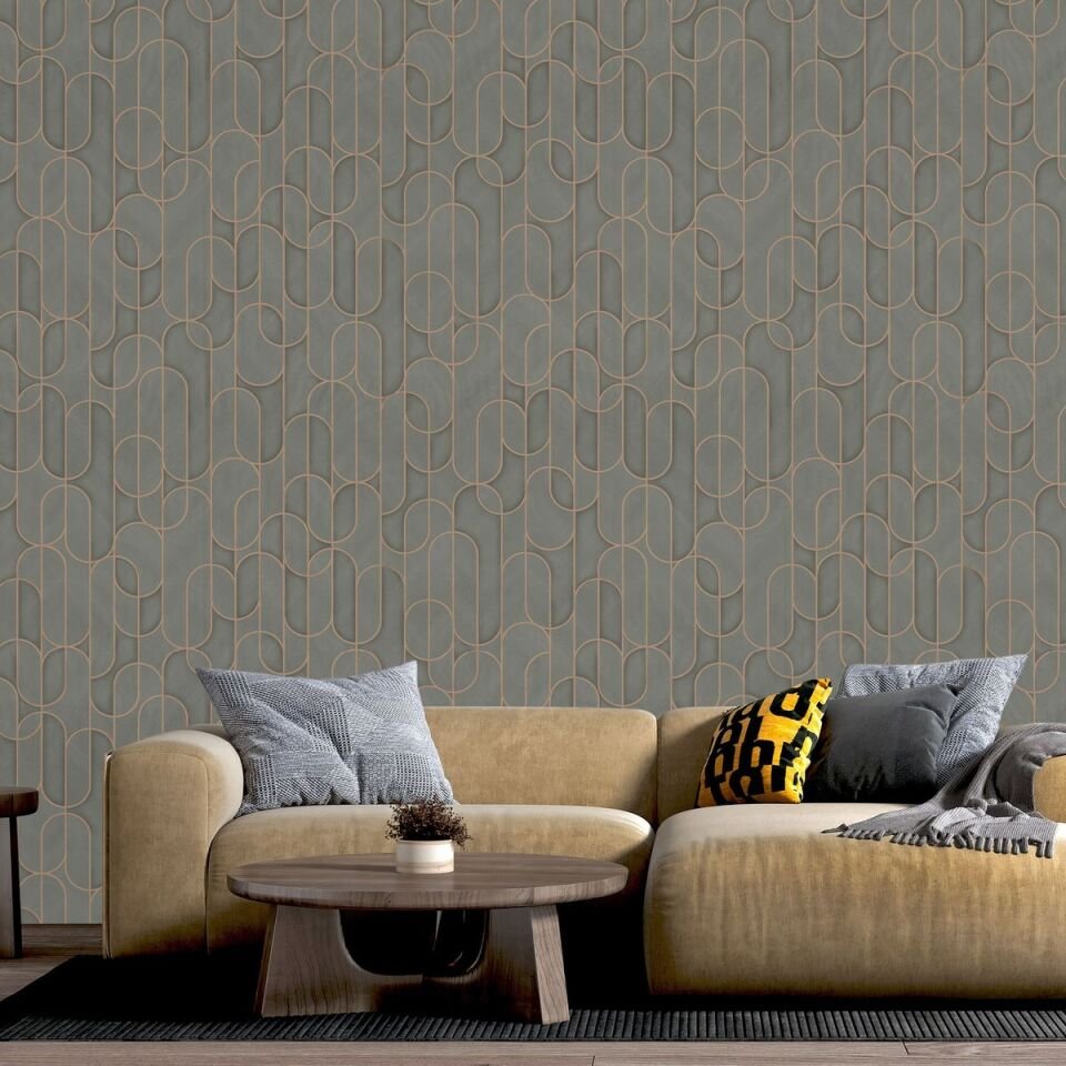VERA 1514 Serisi - 4 Koyu Gri | Modern Geometrik Desen Duvar Kağıdı