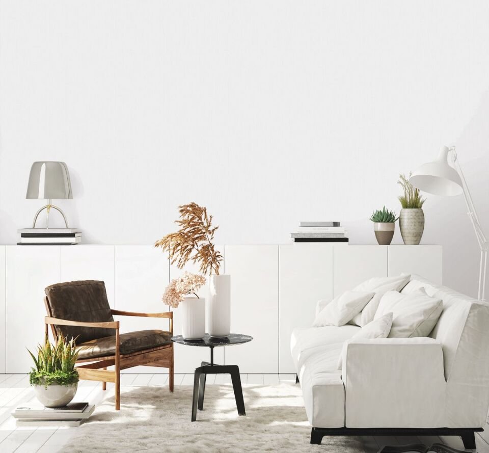 HUE 24203 Serisi -1 Beyaz | Modern Düz Desen Duvar Kağıdı