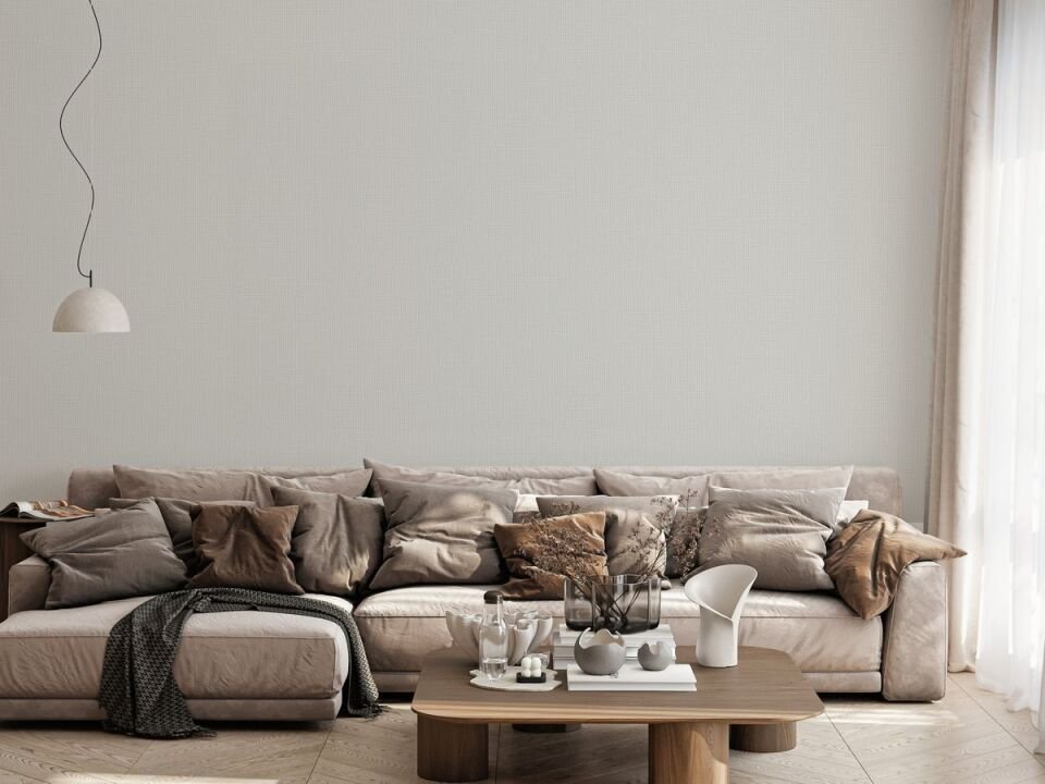 HUE 24203-2 Gri | Modern Düz Desen Duvar Kağıdı