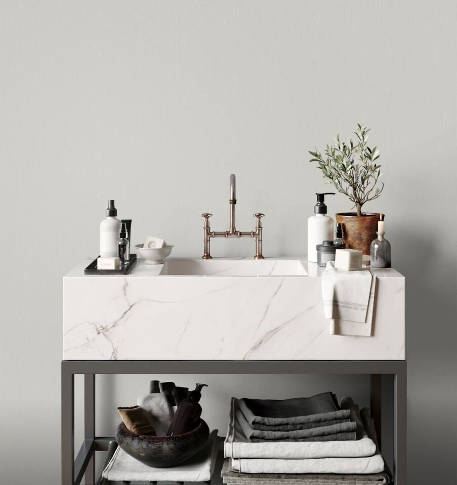 HUE 24203-2 Gri | Modern Düz Desen Duvar Kağıdı