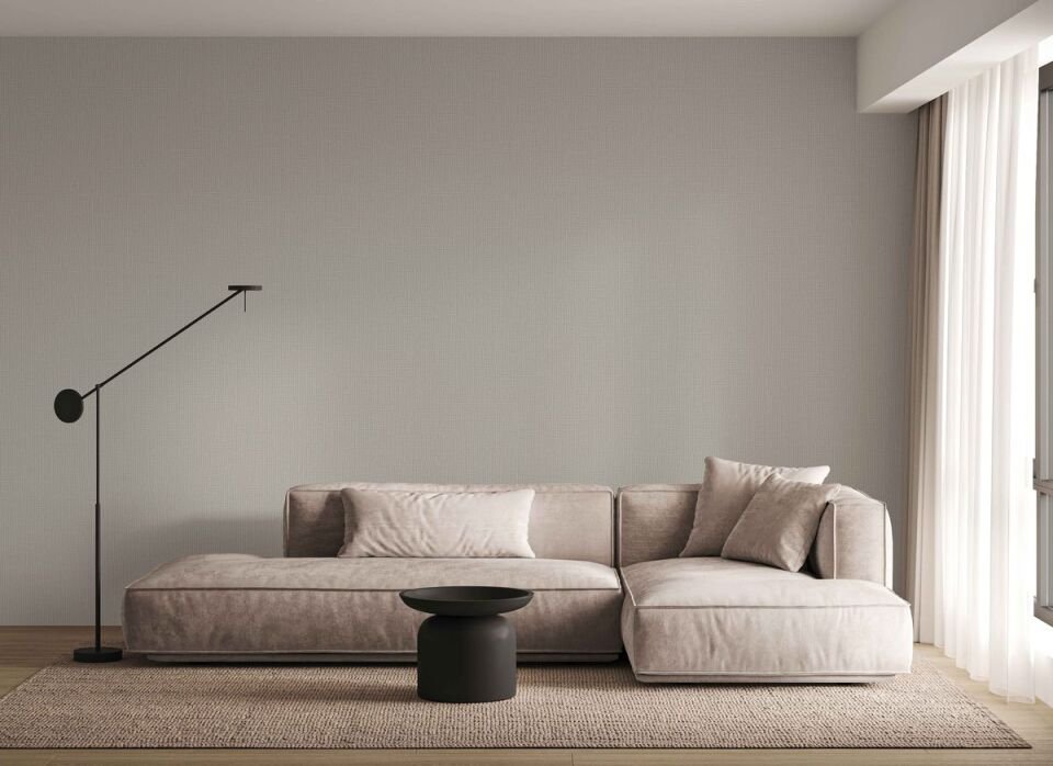 HUE 24203-3 Gri | Modern Düz Desen Duvar Kağıdı